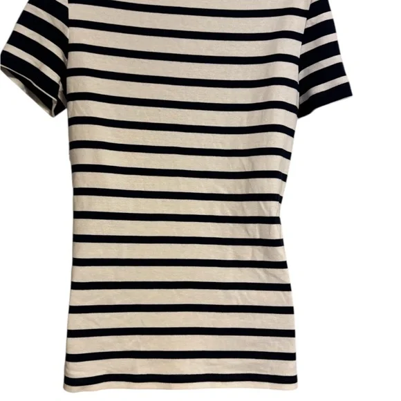 NWT Kim Rogers Navy/White Striped Casual Summer Top  SMALL   #Z - Picture 6 of 10